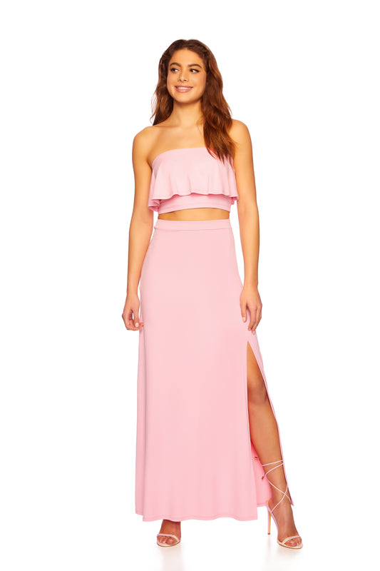 slit front flare skirt